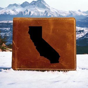 California Leather Wallet Bifold State 100% Genuine Buffalo Premium Quality NEW